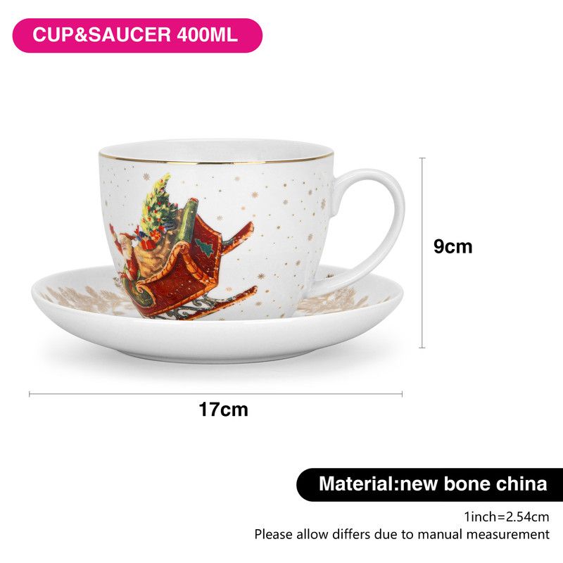 Fissman - Christmas Collection Cup & Saucer Set - 400 ml - 2 Pcs