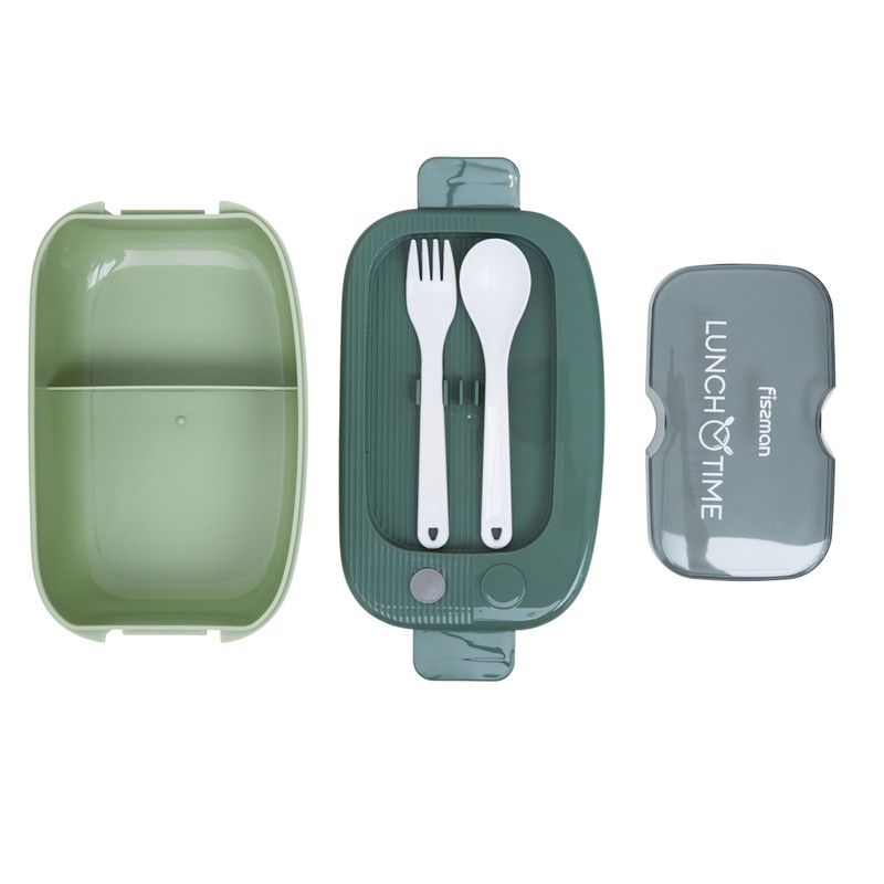 Fissman - Two Compartment Plastic Lunch Box - Green - 1000ml