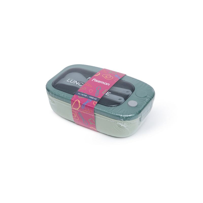 Fissman - Two Compartment Plastic Lunch Box - Green - 1000ml