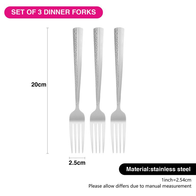 Fissman - Flor Series Stainless Steel Dinner Fork Set - 3 Pcs - 20cm