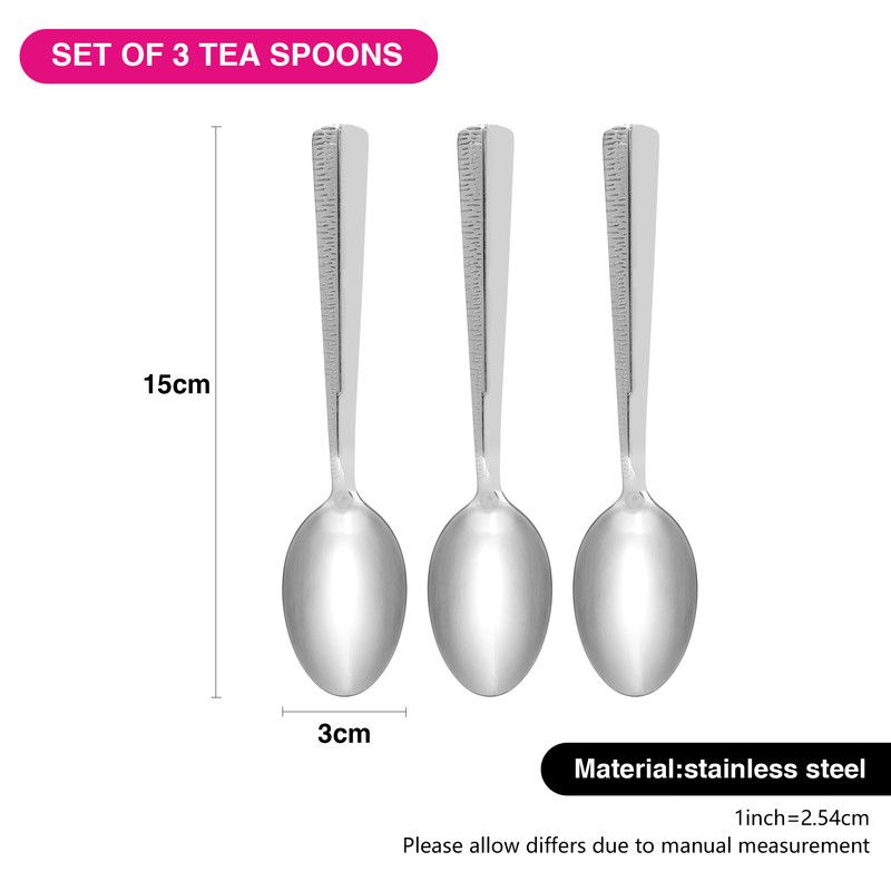 Fissman - Flor Series Stainless Steel Tea Spoon - Pack of 3 - 15cm