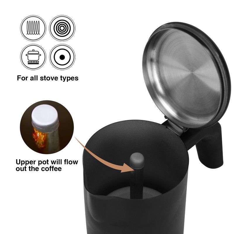 Fissman - Stovetop Espresso Coffee Maker - Black - 300ml