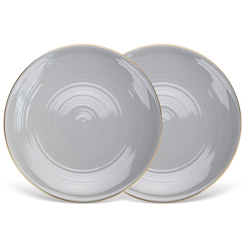 Fissman - New Bone China Plates - 20.5cm - Grey - 2 Pcs