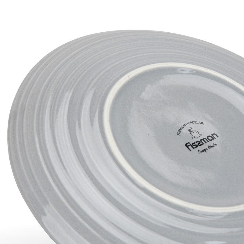 Fissman - New Bone China Plates - 20.5cm - Grey - 2 Pcs