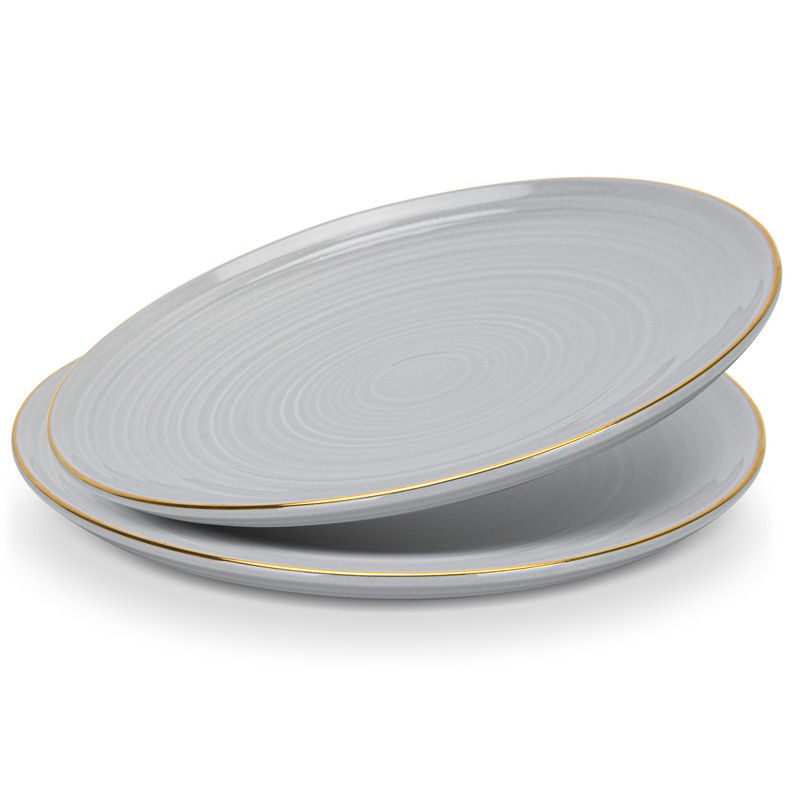 Fissman - New Bone China Plates - 20.5cm - Grey - 2 Pcs