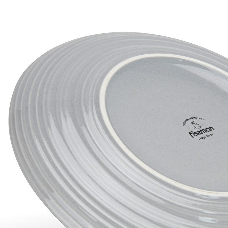 Fissman - New Bone China Plates - 26cm - Grey - 2 Pcs