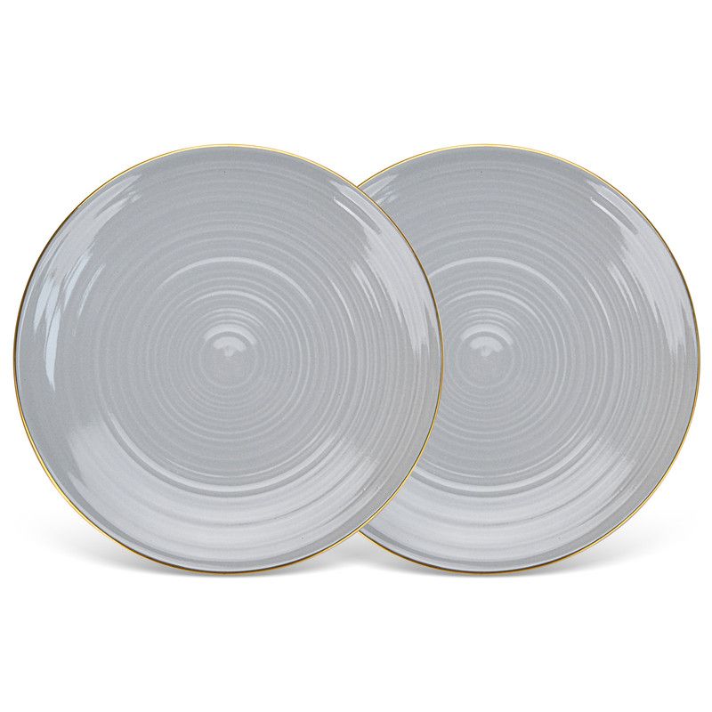 Fissman - New Bone China Plates - 26cm - Grey - 2 Pcs