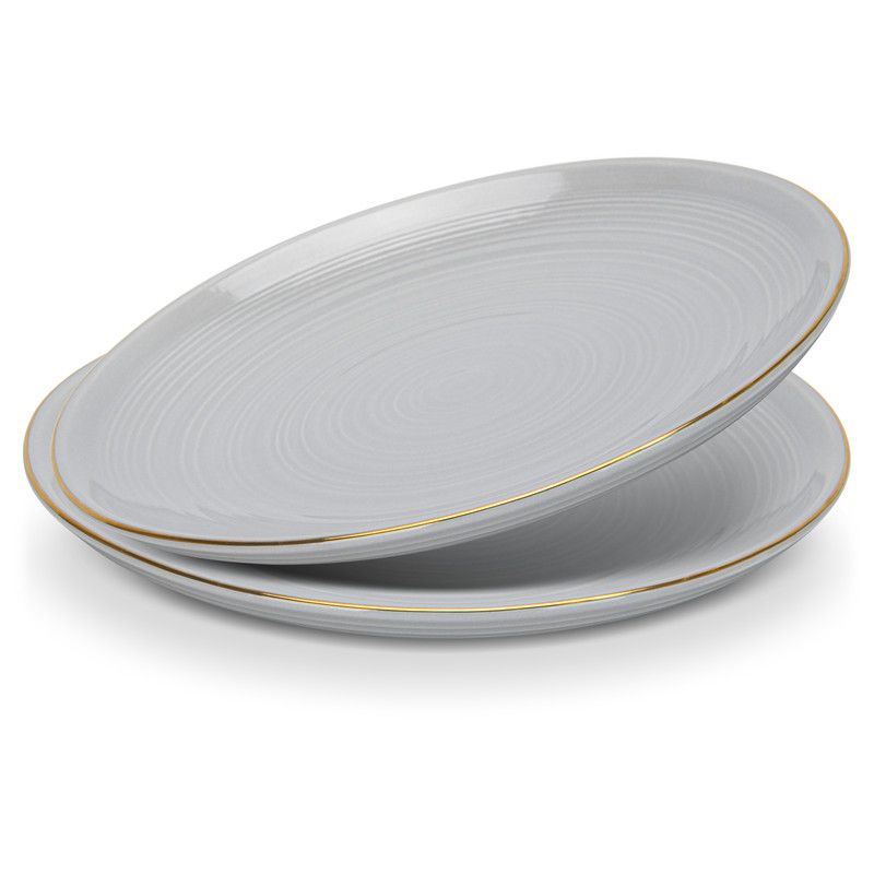 Fissman - New Bone China Plates - 26cm - Grey - 2 Pcs