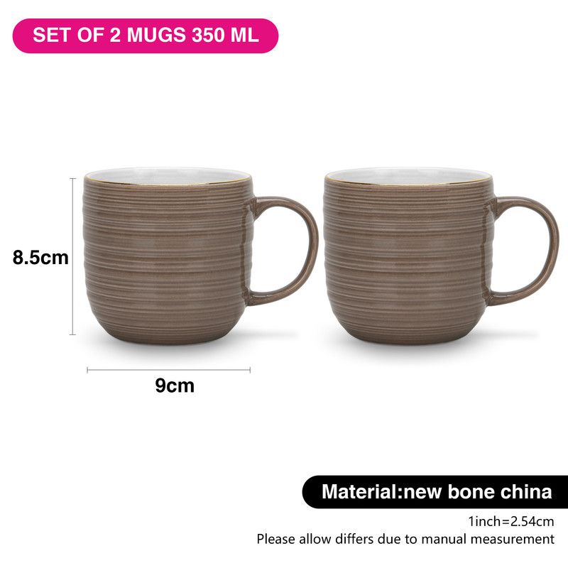 Fissman - New Bone China Mugs - Brown - 2 Pcs