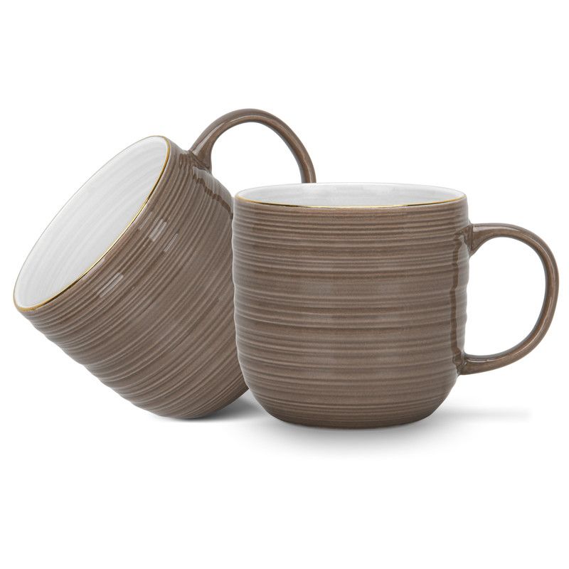 Fissman - New Bone China Mugs - Brown - 2 Pcs