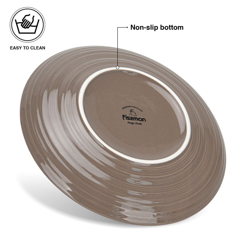 Fissman - New Bone China Plates - 20.5cm - Brown - 2Pcs