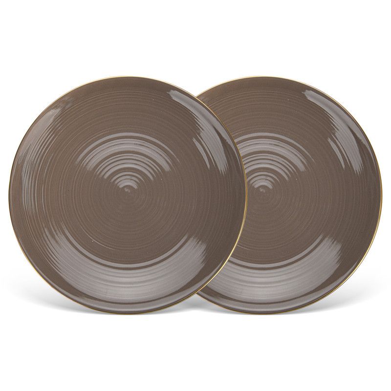 Fissman - New Bone China Plates - 26cm - Brown - 2 Pcs