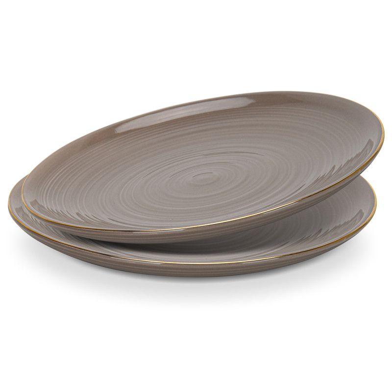 Fissman - New Bone China Plates - 26cm - Brown - 2 Pcs