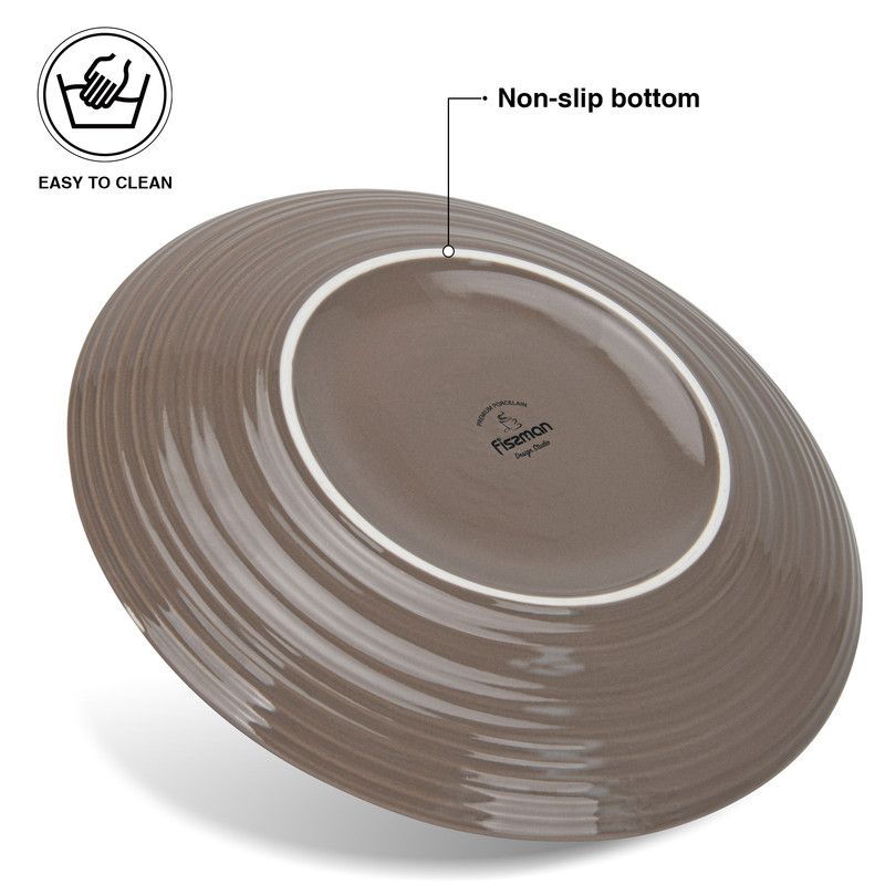 Fissman - New Bone China Plates - 26cm - Brown - 2 Pcs