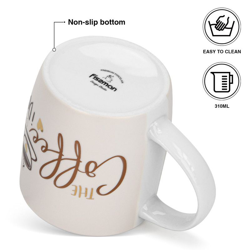 Fissman - The Coffee I Do Printed Mug Set - 310 ml - Pack of 2