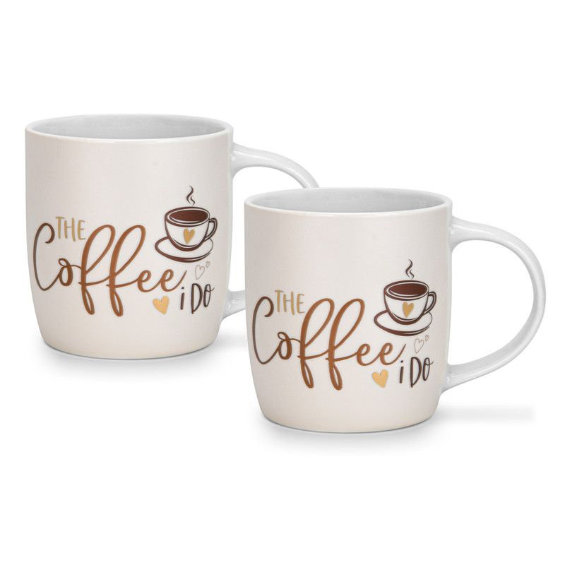 Fissman - The Coffee I Do Printed Mug Set - 310 ml - Pack of 2