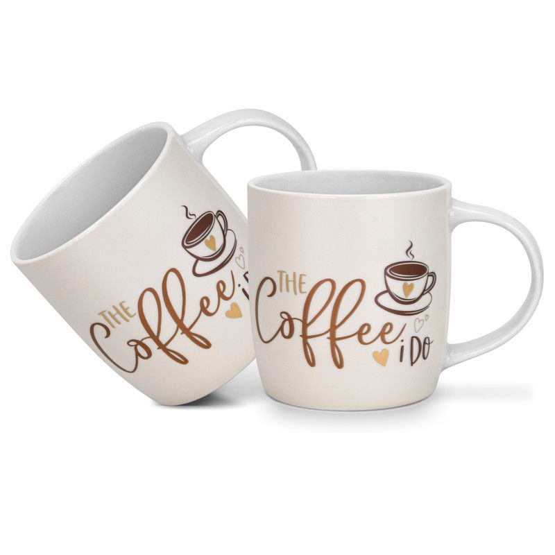 Fissman - The Coffee I Do Printed Mug Set - 310 ml - Pack of 2