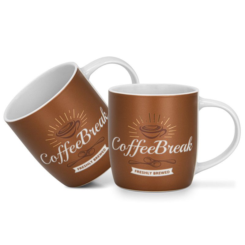 Fissman - Coffee Break Printed Mug Set - 310 ml - Pack of 2