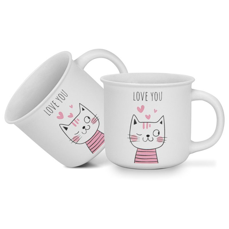 Fissman - Love You Printed Coffee Mug Set - 380 ml - Pack of 2