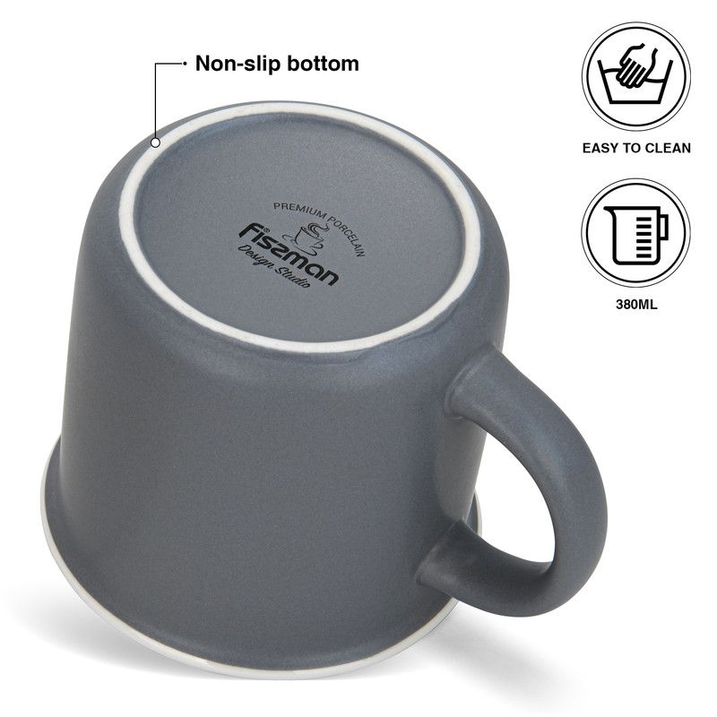 Fissman - For You Printed Coffee Mug Set - 380 ml - Pack of 2