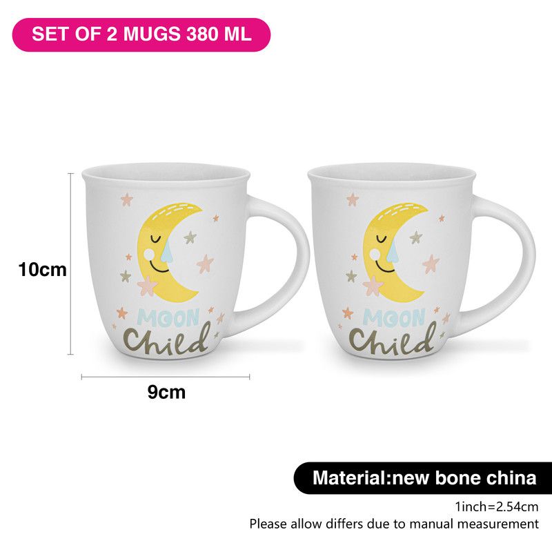 Fissman - Moon Child Printed Coffee Mug Set - 380 ml - Pack of 2