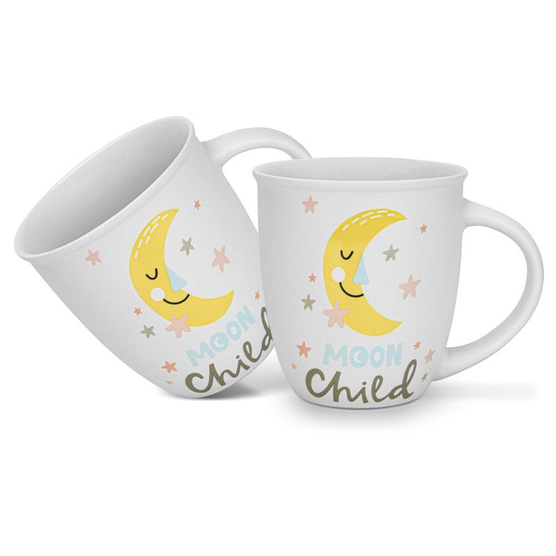 Fissman - Moon Child Printed Coffee Mug Set - 380 ml - Pack of 2