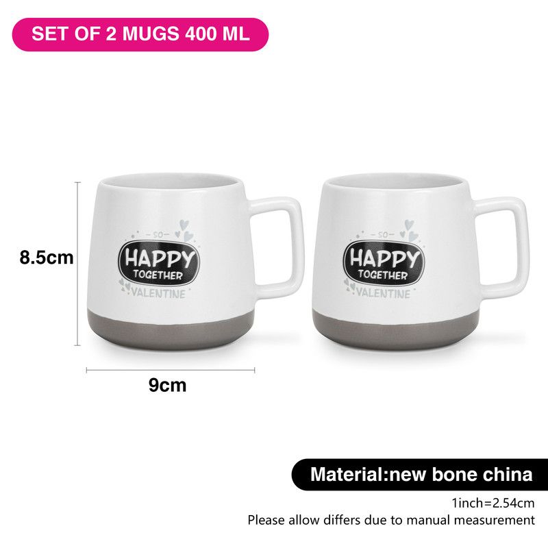 Fissman - Happy Together Printed Coffee Mug Set - 400 ml - Pack of 2