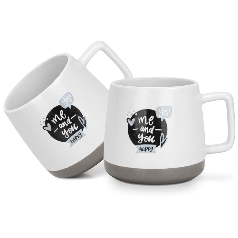 Fissman - Me And You Happy Printed Coffee Mug Set - 400 ml - Pack of 2