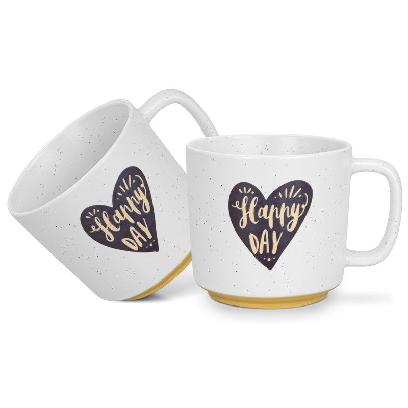 Fissman - Happy Day Printed Coffee Mug Set - 490 ml - Pack of 2