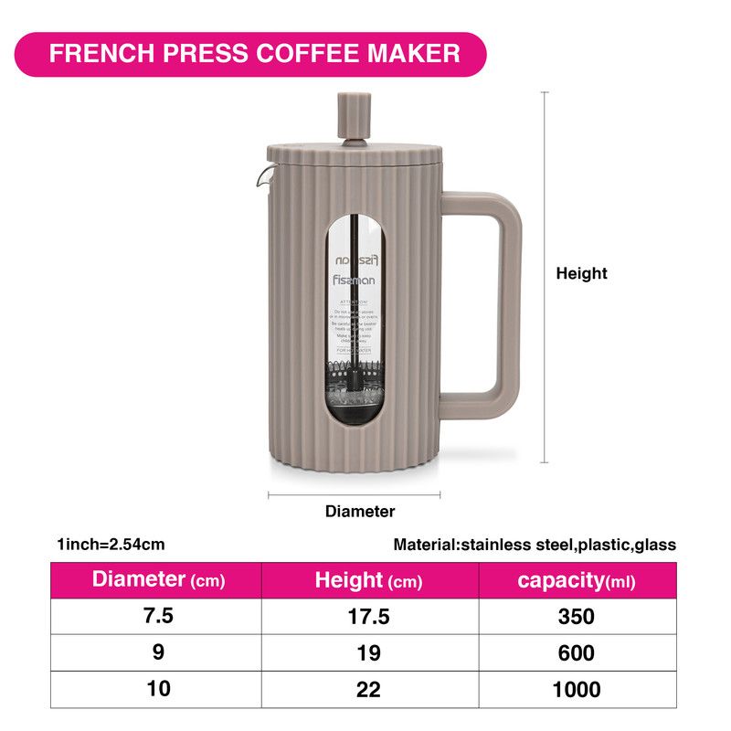 Fissman - Borosilicate Glass French Press Coffee Maker - 350 ml