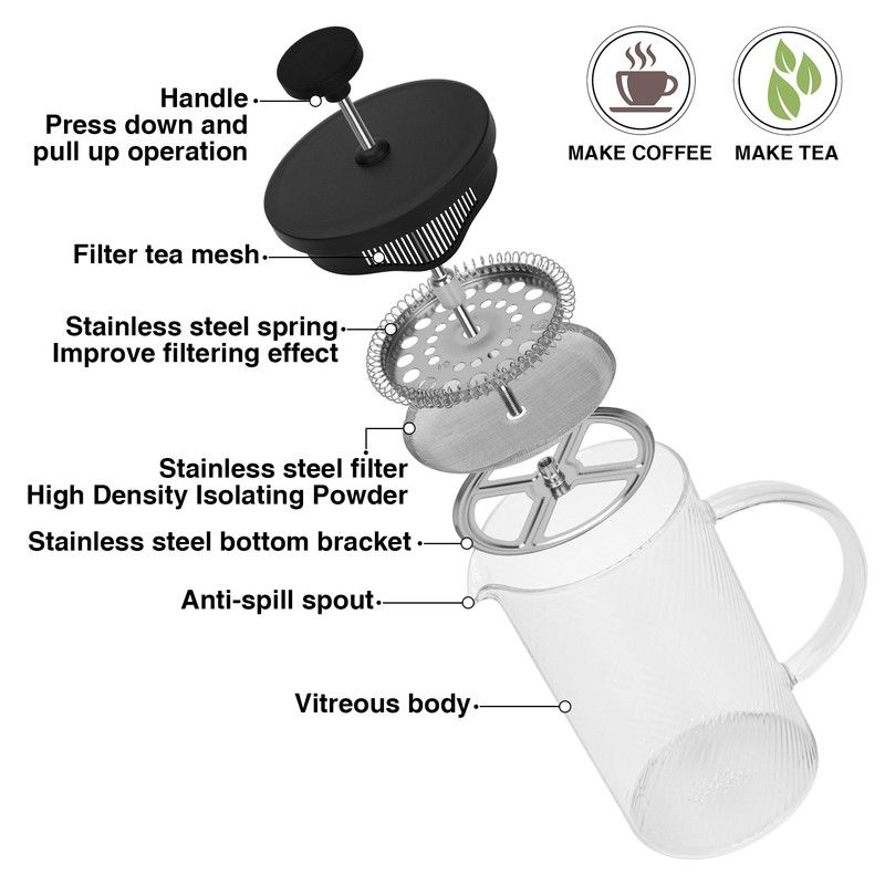 Fissman - Borosilicate Glass French Press Coffee Maker - 350ml