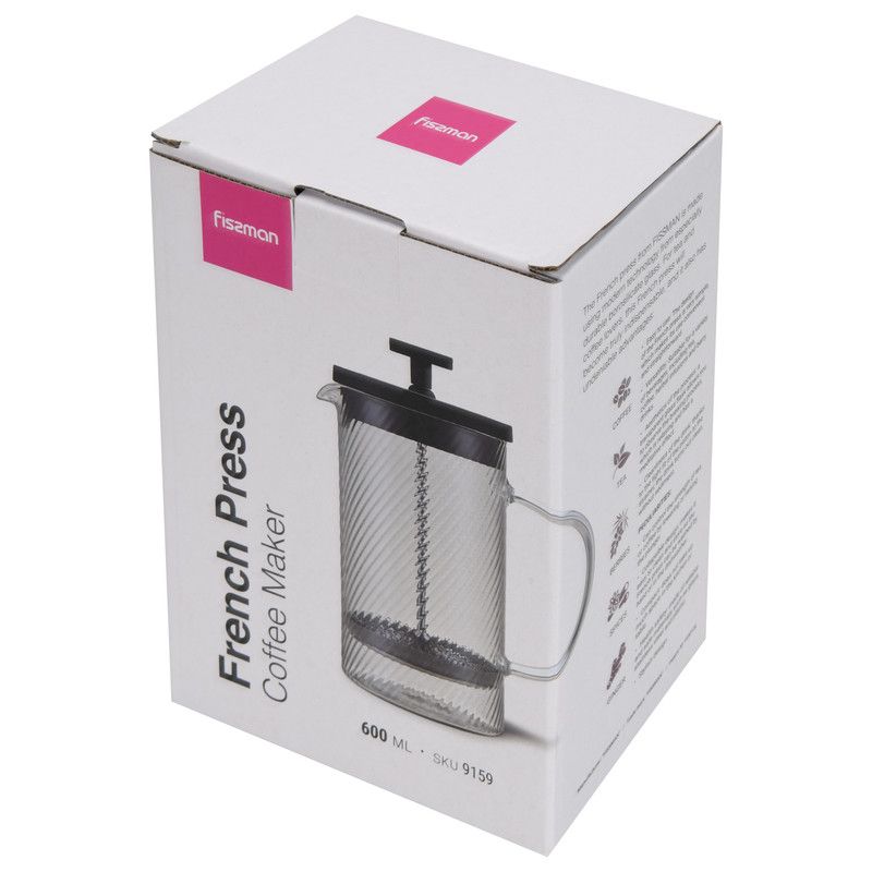 Fissman - Borosilicate Glass French Press Coffee Maker - 600ml