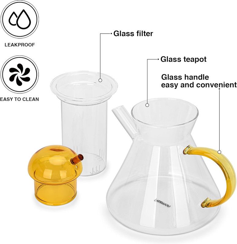 Fissman - Borosilicate Glass Tea Pot With Stainless Steel Filter - 950ml