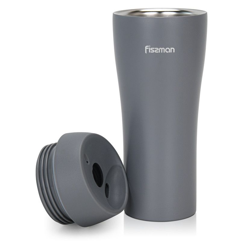 Fissman - Double Wall Vacuum Stainless Steel Travel Mug - Grey - 420ml