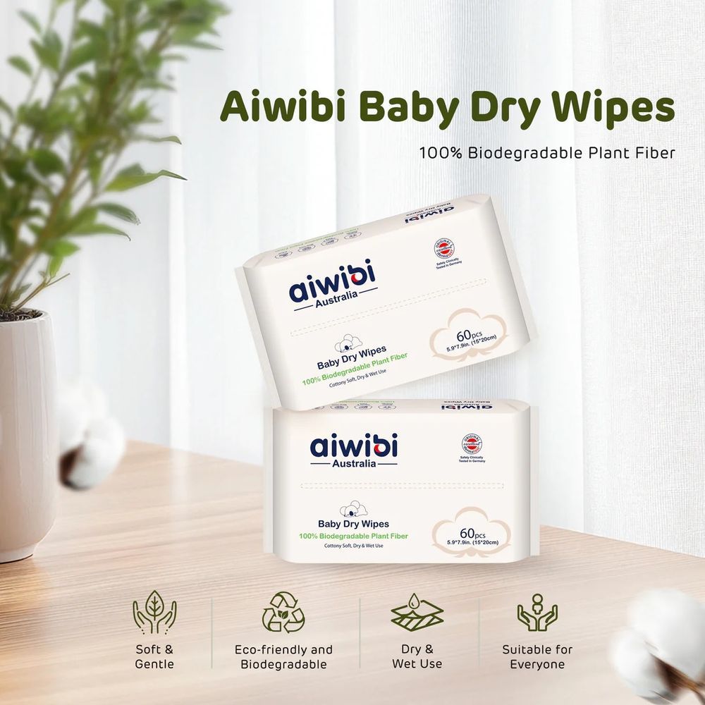 Aiwibi - Baby Dry Wipes Packx Of 3 - 180pcs