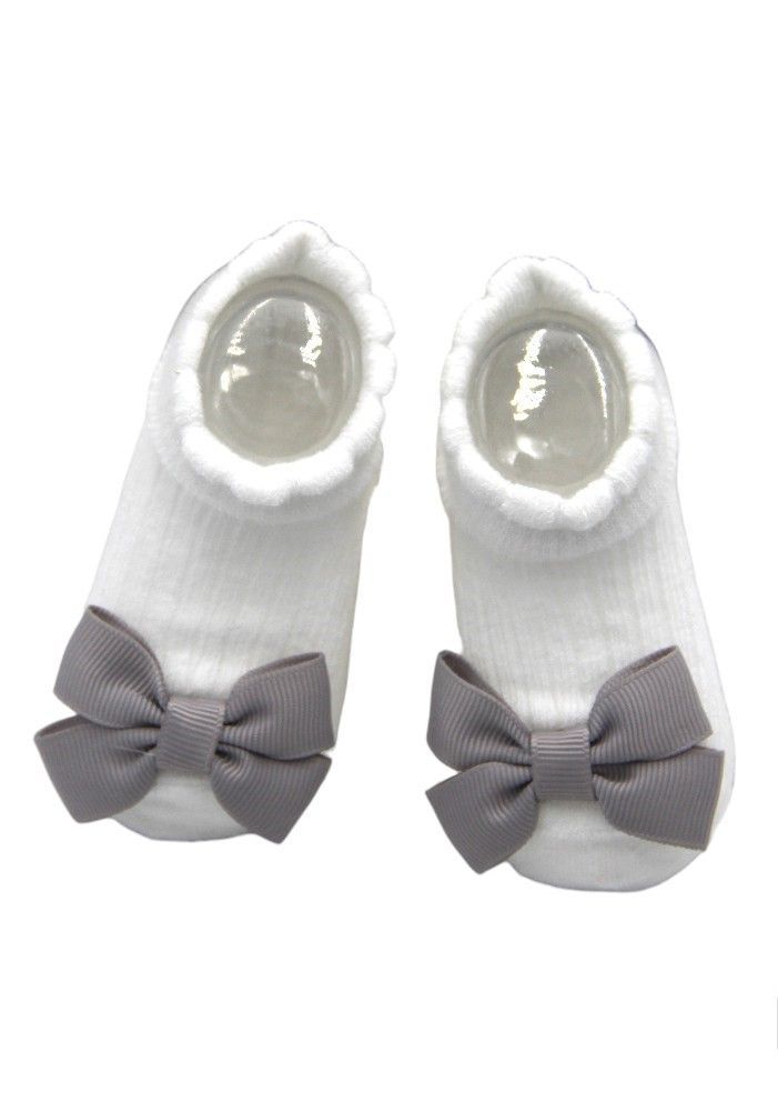 Bambimici - Aaliyah Socks & Cute Ribbon Big Bow Headband Set - Grey