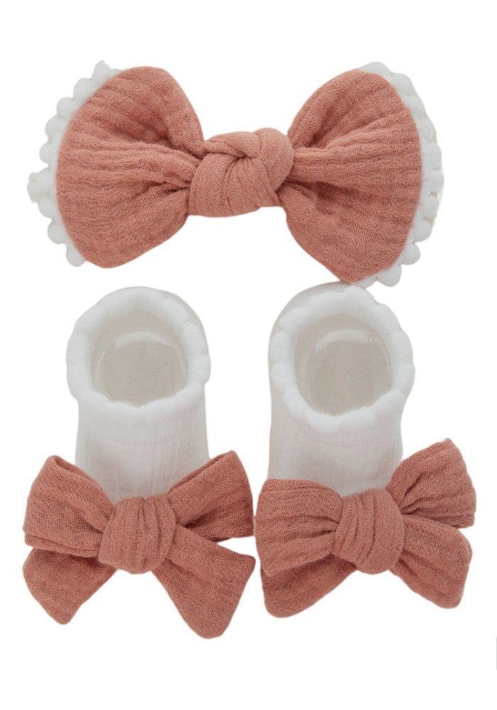 Bambimici - Anika Socks & Ribbon Bow Headband Set - Rust Orange