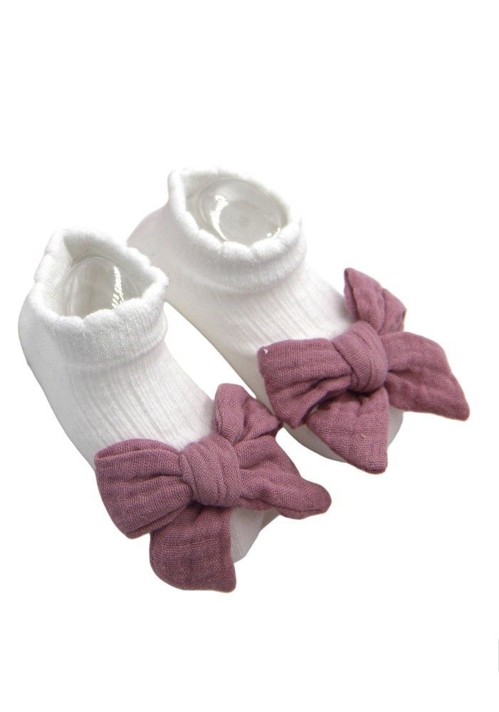 Bambimici - Anika Socks & Ribbon Bow Headband Set - Dark Mauve