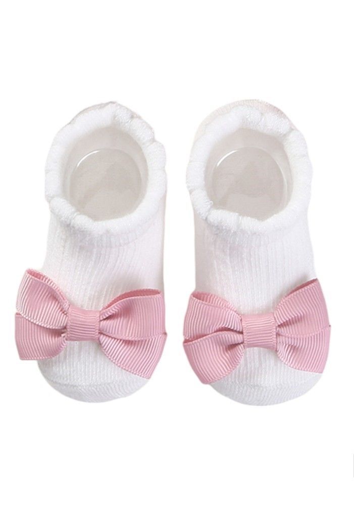 Bambimici - Aaliyah Socks & Cute Ribbon Big Bow Headband Set - Baby Pink