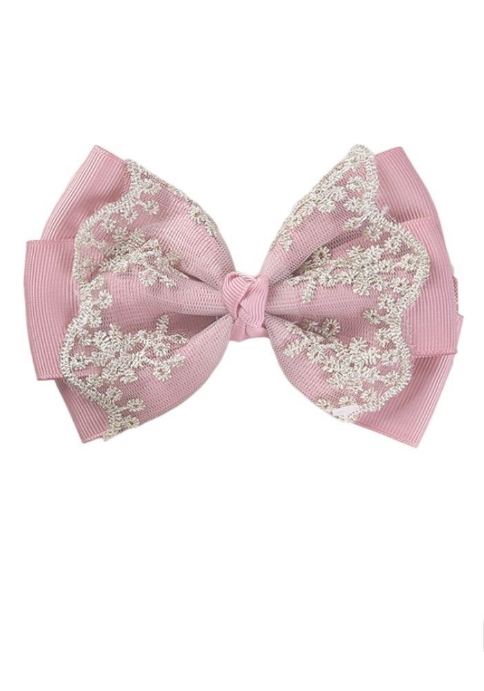 Bambimici - Aaliyah Socks & Cute Ribbon Big Bow Headband Set - Baby Pink