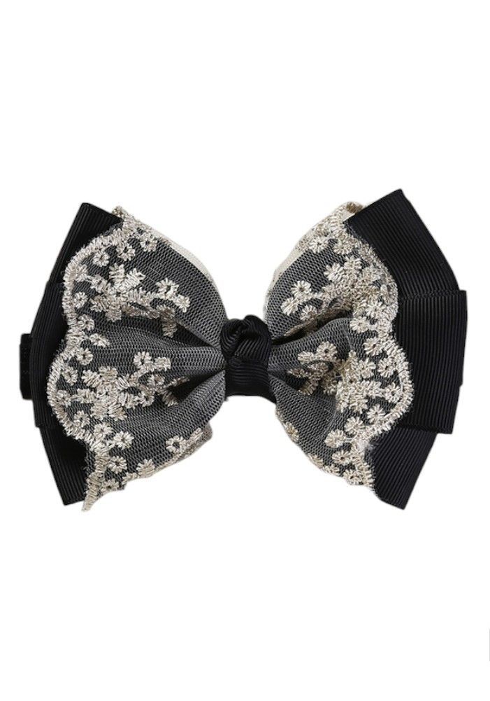 Bambimici - Aaliyah Socks & Cute Ribbon Big Bow Headband Set - Black