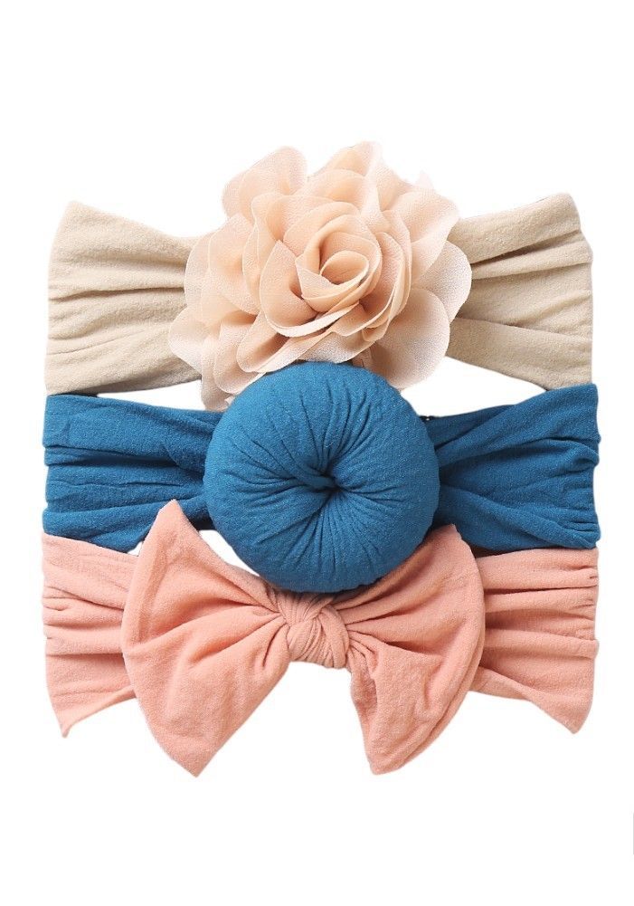 Bambimici - Aya Assorted Cute Soft Turban For Babies - Beige, Blue, Peach