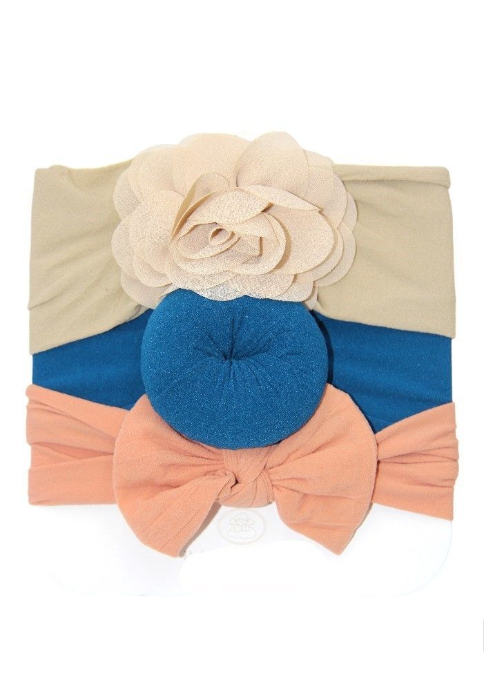 Bambimici - Aya Assorted Cute Soft Turban For Babies - Beige, Blue, Peach