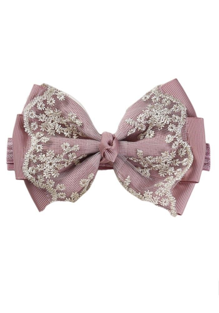 Bambimici - Aaliyah Socks & Cute Ribbon Big Bow Headband Set - Old Rose