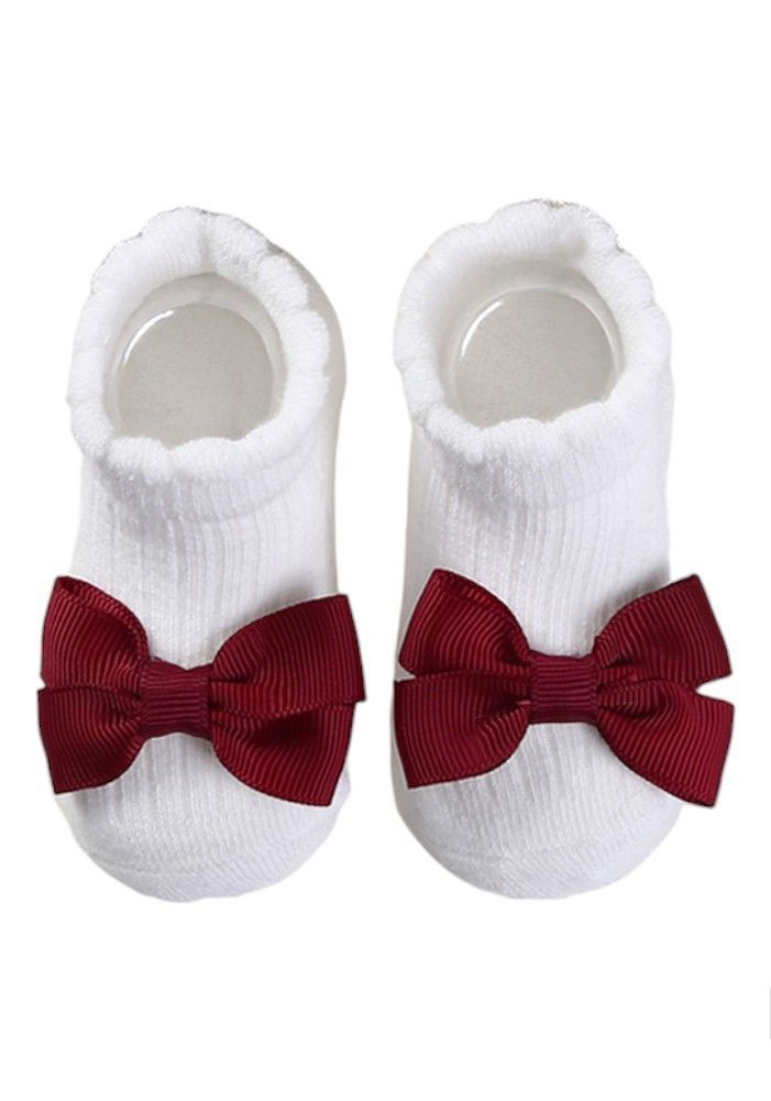 Bambimici - Aaliyah Socks & Cute Ribbon Big Bow Headband Set - Burgundy