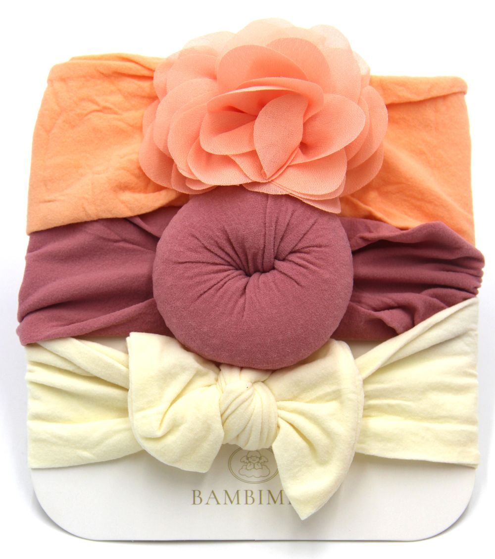 Bambimici - Aya Assorted Cute Soft Turban For Babies - Peach, Dark Pink, Cream