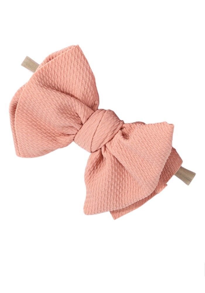 Bambimici - Dana Assorted Ribbon Bow Headband For Babies - Orange, Pomelo Pink, Cream