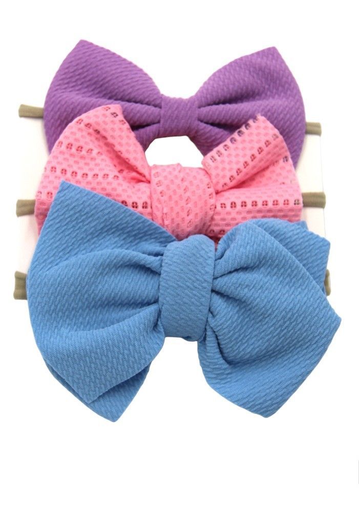 Bambimici - Dana Assorted Ribbon Bow Headband For Babies - Purple, Pink, Blue