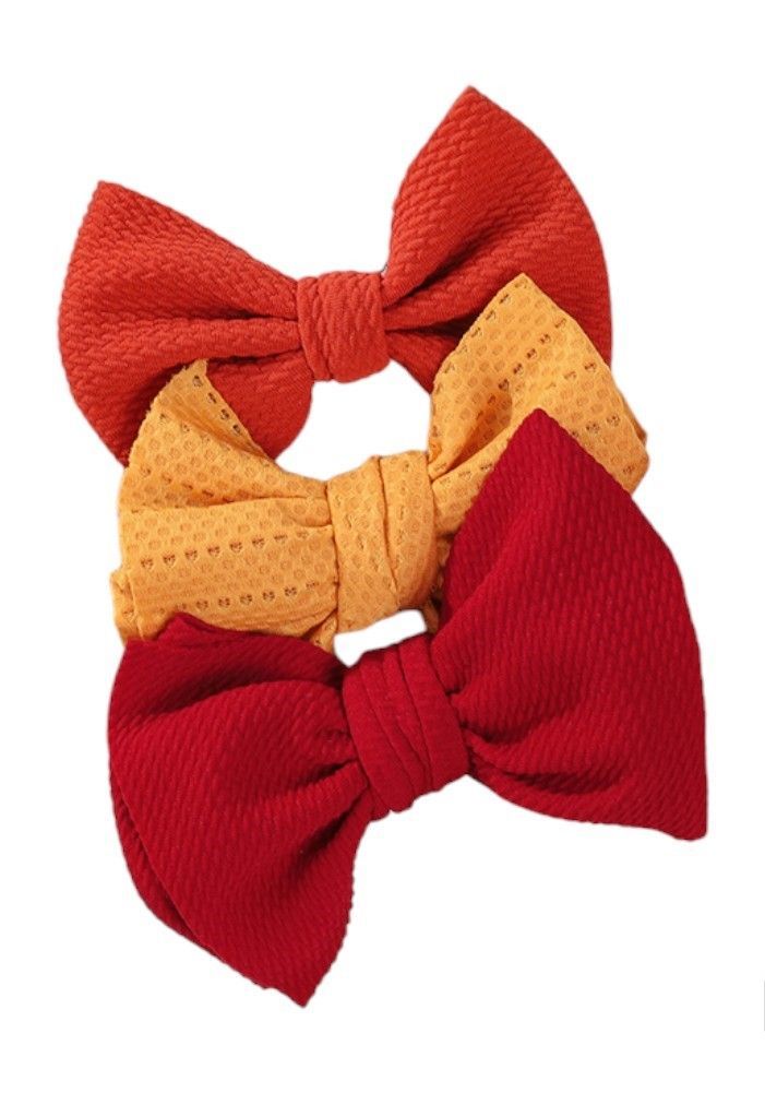 Bambimici - Dana Assorted Ribbon Bow Headband For Babies - Dark Orange, Yellow, Red