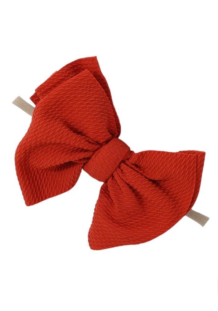 Bambimici - Babies Lara Ribbon Bow Headband - Peach/White/Dark Orange - 3 Pcs